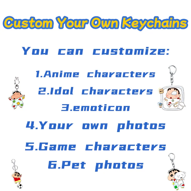 

Custom Keychains Cartoon Key Chain Photo Customized Anime Charms Hologram Clear Acrylic Personalized Designer Keychains