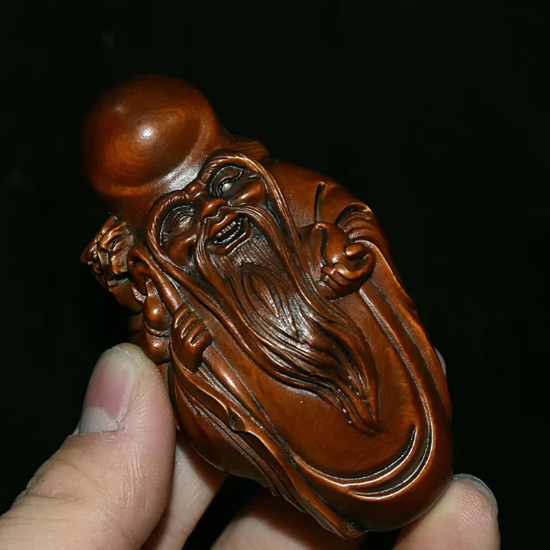 الشعبية الصين خشب البقس الخشب اليد منحوتة التنين القرع الخوخ طول العمر ستار الله تمثال التماثيل والمناحوتات جمع الحلي