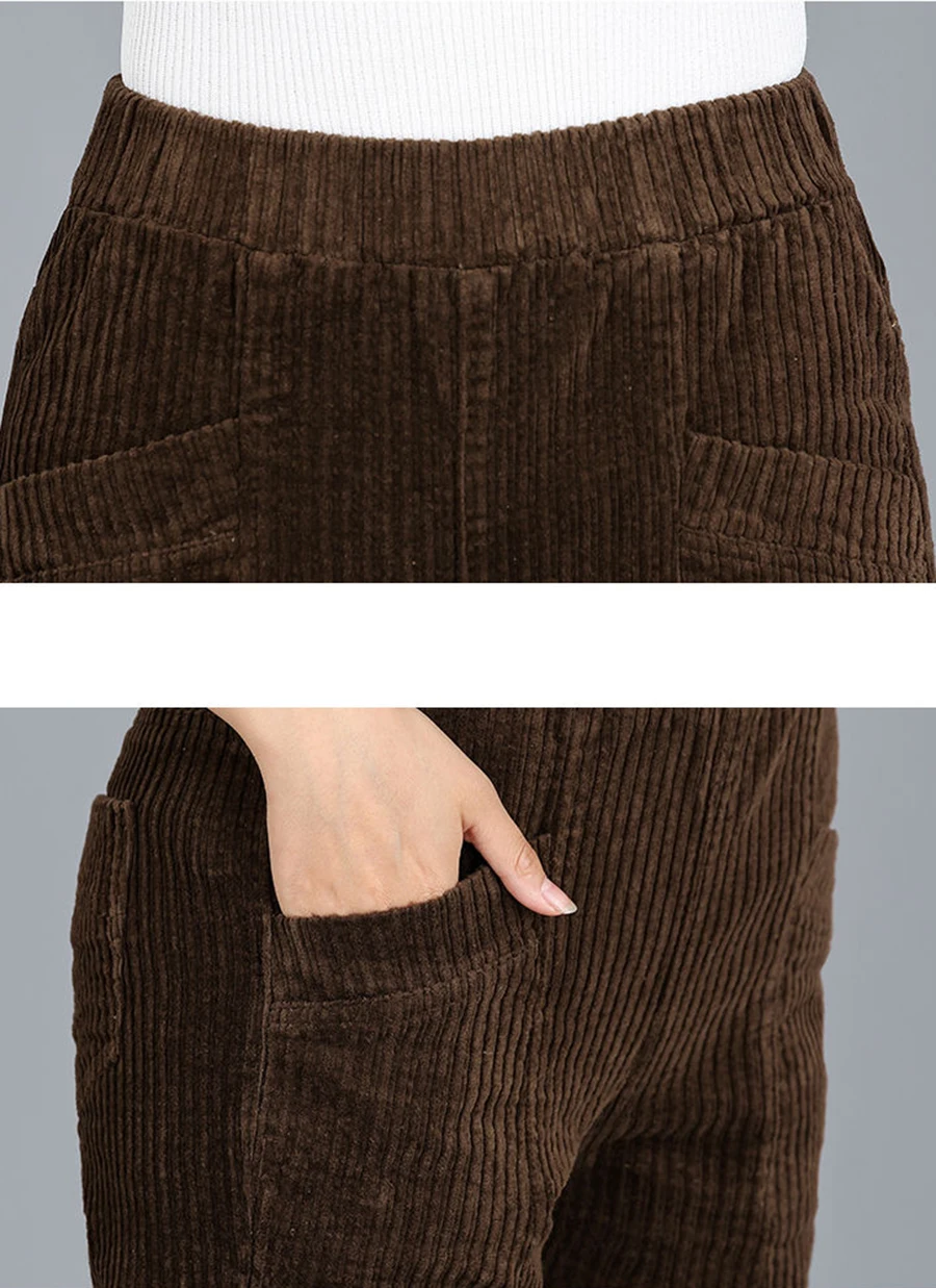 Women Streetwear High Waist Loose Casual Straight Pantalones Corduroy Mom Oversized 4xl Pencil Pant Fall Elegant Trousers