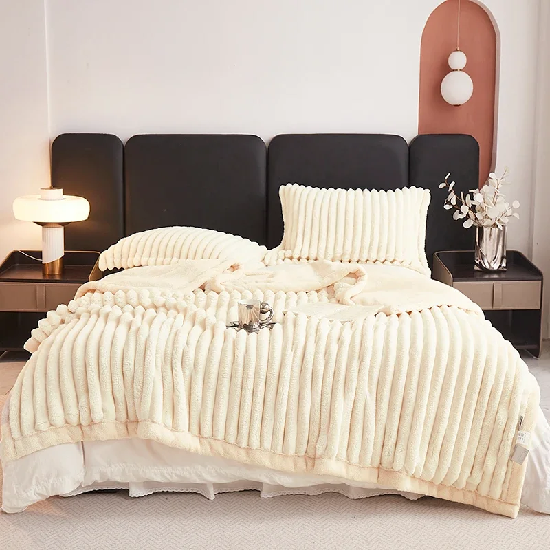 Artificial Rabbit Plush Autumn Winter Blanket High Quality Thicken Warmth Bed Blanket Duvet Warm Comfortable Sofa Throw Blanket