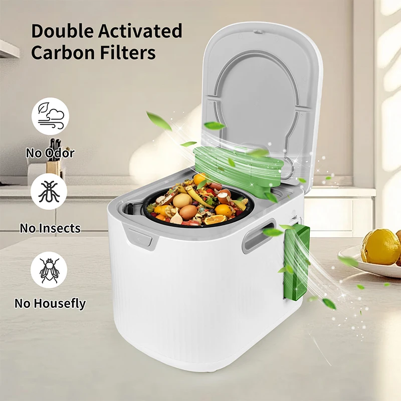 

2.5L Electric Smart Compost Bin for Household Use Fast Grinding with Odorless Kitchen Waste Solution Batch Feed Type