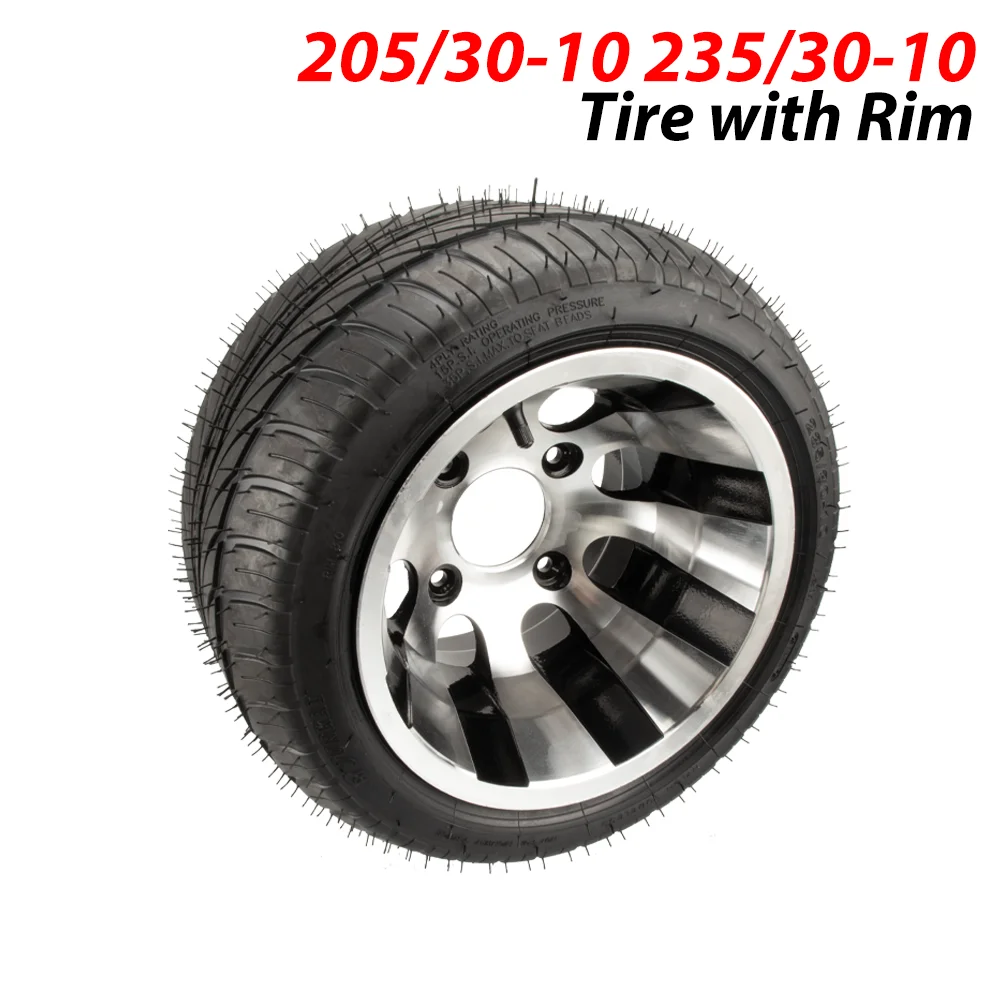 205/30-10 235/30-10 Tubeless ATV Tires with Alloy Wheels, All-Terrain Rim & Tire Combo for Kart, UTV, Buggy, Off-Road Use