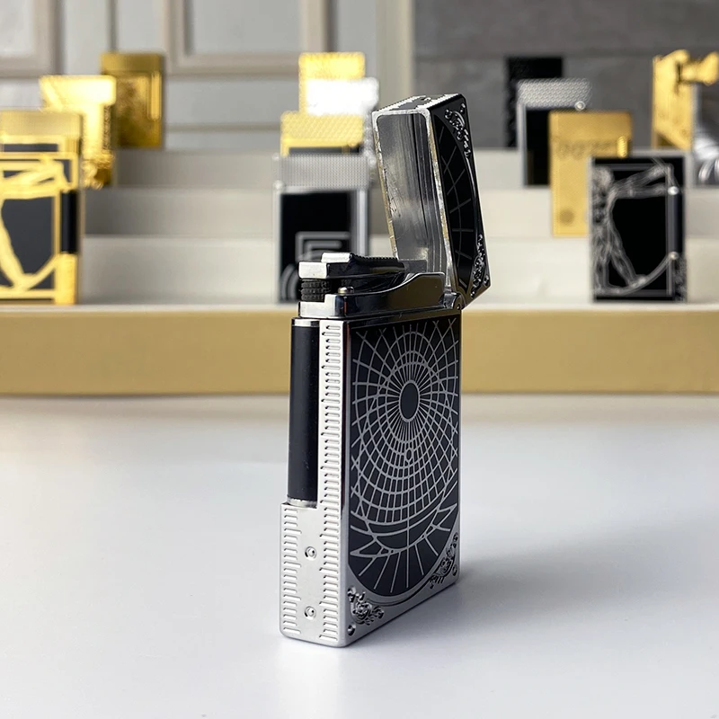 

New Commemorative Edition Luxury Butane Lighter Single & Double Flame Ping Sound Natural Paint Cigarette Smoker 16070