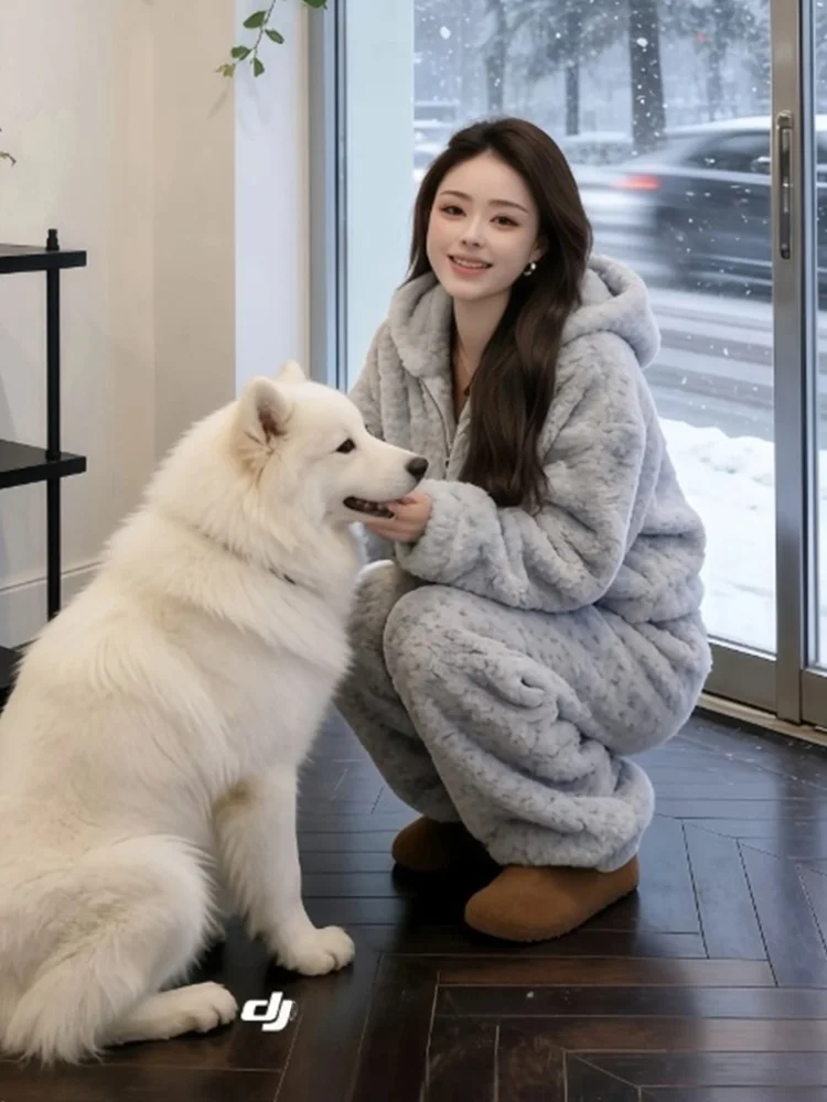 

Зима 2026, новый модный повседневный женский джарет с леопардовым принтом и капюшоном, свободные широкие брюки, комплект из двух предметов, молния с высокой талией