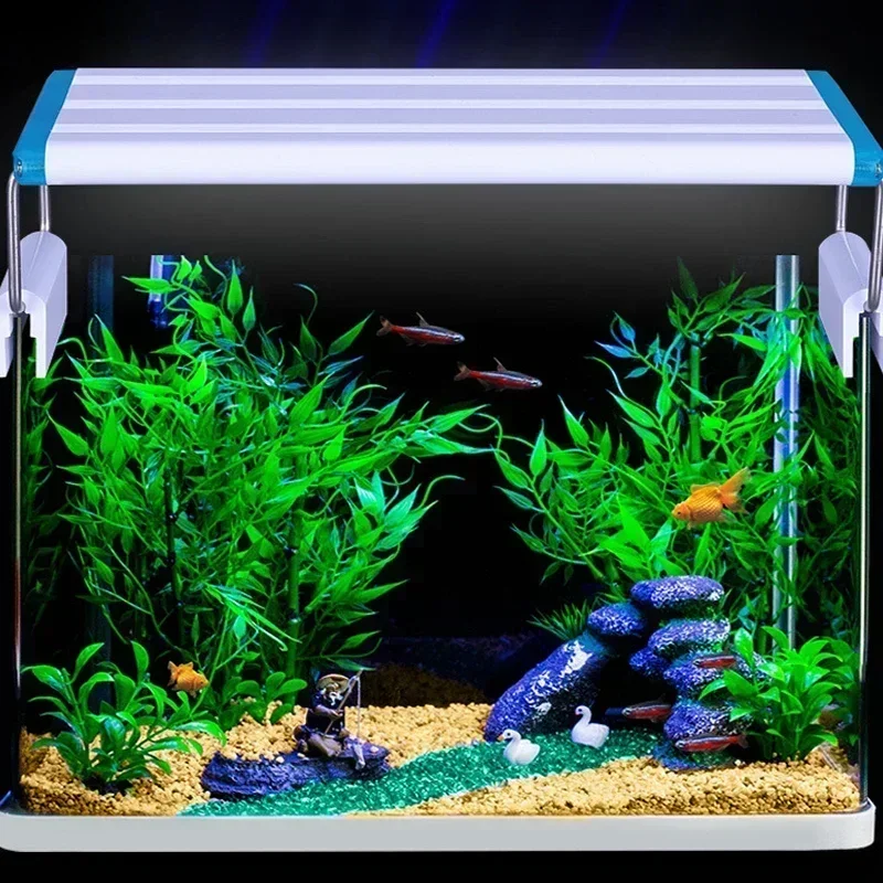 Aquarium LED Light Super Slim Fish Tank Aquatic Plant Grow Lighting Waterproof Bright Clip Lamp Blue LED 18-75cm for Plants 220v