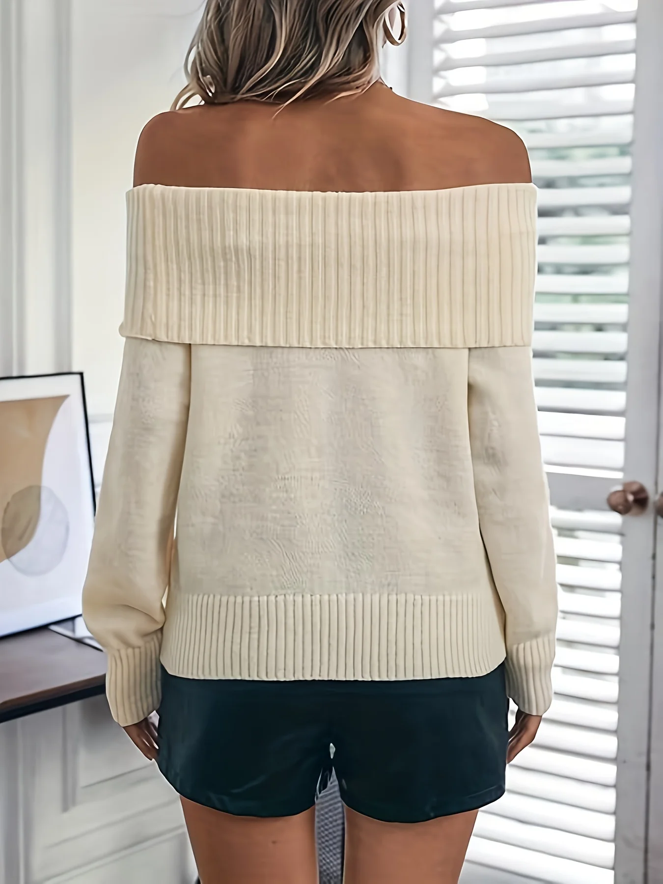 Women Off Sexy Shoulder Ribbed Knit Slim Sweater Fashion Korean Solid Casual Top Long Sleeve Autumn Pullover 2024 New Streetwear