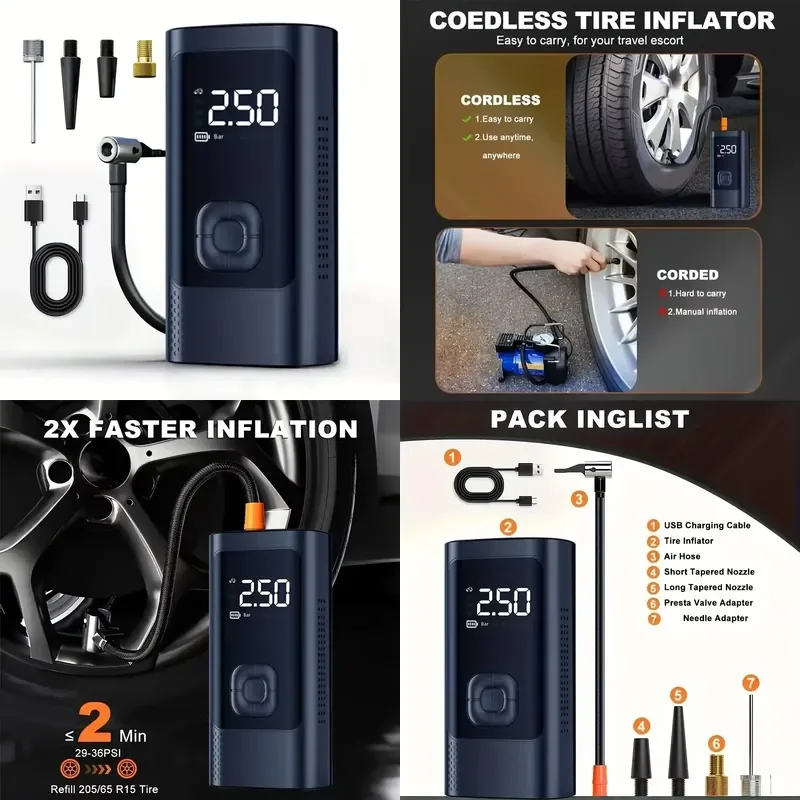 【CHIMU HOME】 150PSI for Portable Inflator Device for Car SUV for Motorcycle Tire for Wireless for Rechargeable Compressor