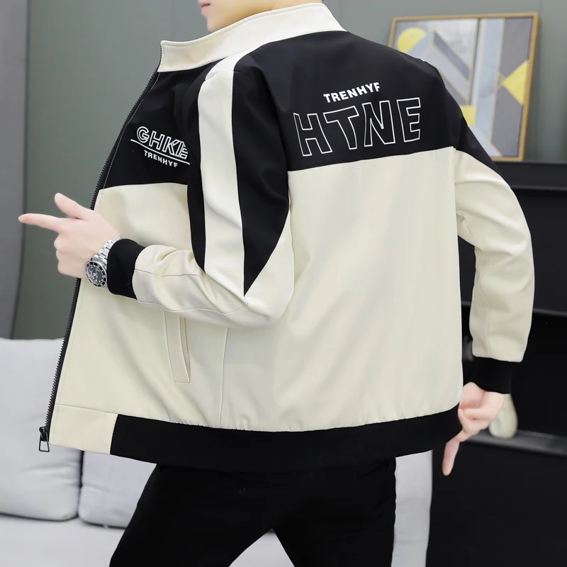 

Повседневная мужская куртка с воротником-стойкой, весенне-осенняя, модная, свободного кроя, молодежная, на молнии, с длинными рукавами