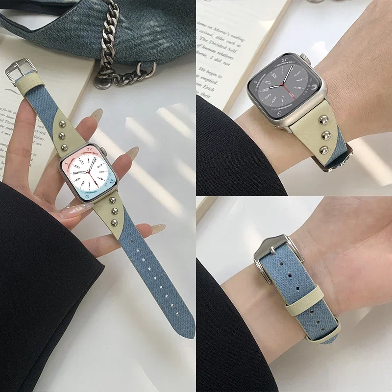 Leather strap For Apple watch band 44mm 45mm 41mm 40mm 49mm 42mm 38mm 45 44 mm correa bracelet iWatch series 3 4 6 SE 7 8 ultra