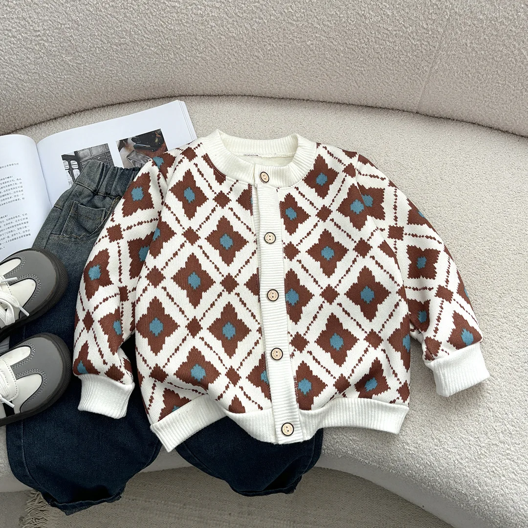 

Children Boys Sweater New Winter Cartoon Embroidery Knit Kids Baby Girls Cardigan Casual Thicken Warm Toddler Girls Knitwear