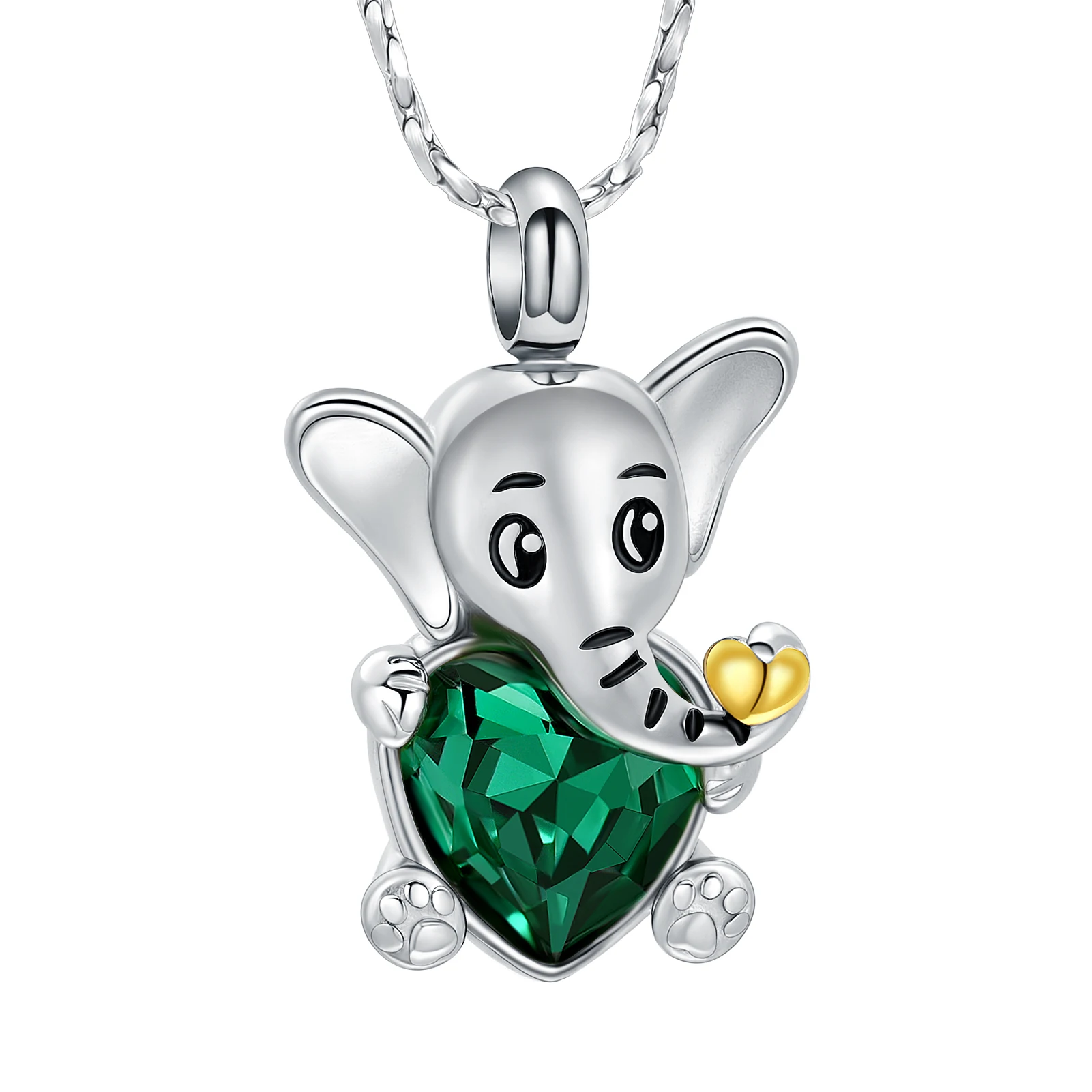 Elephant Urn Necklace Cremation Jewelry for Ashes Heart Crystal Memorial Pendant Human Pet Keepsake Gift for Women Men