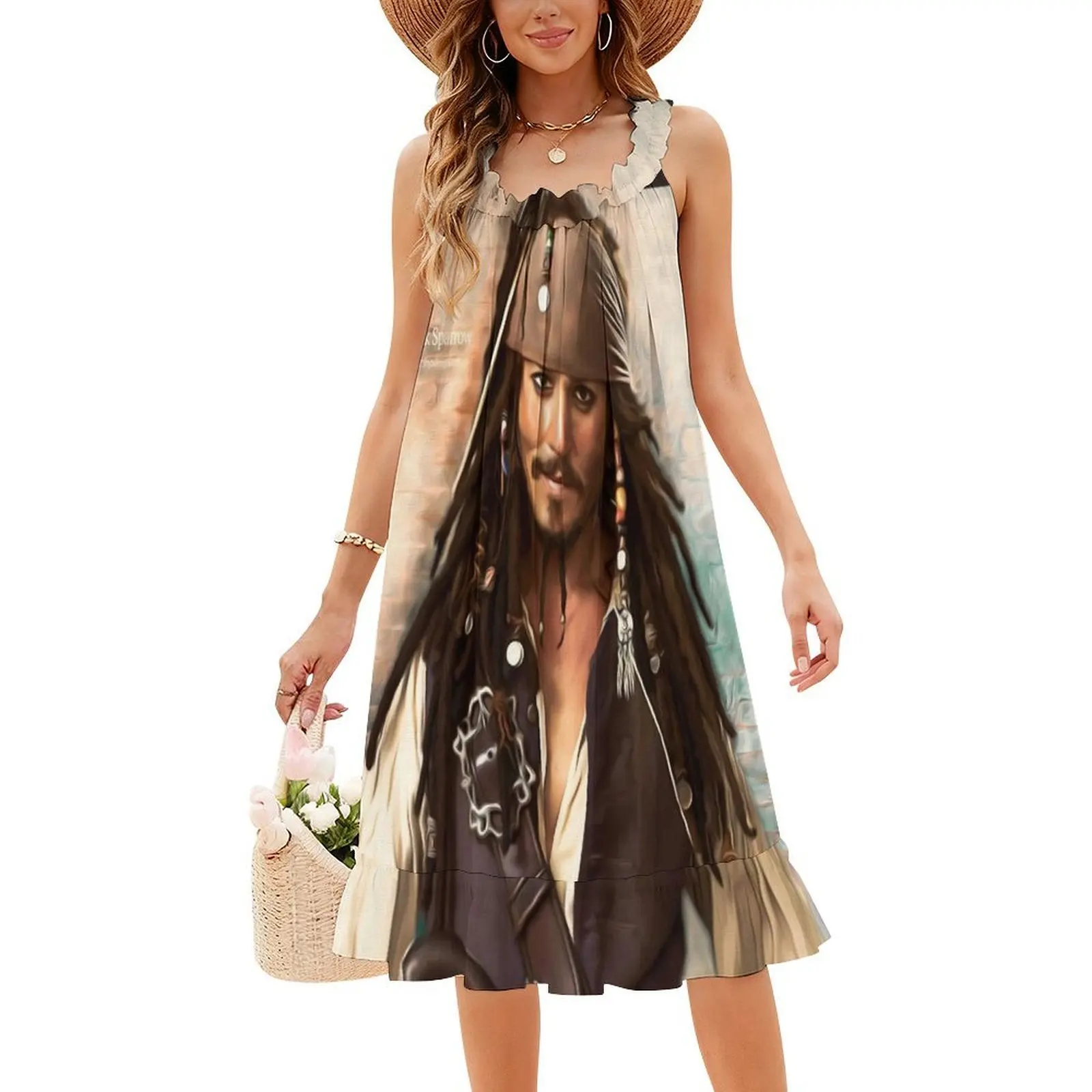 فستان بفتحة عنق على شكل قلب فستان أنيق للحفلات الصيفية للنساء فستان Depp Piratas Del Caribe Johnnydepp Potc للفتيات #4