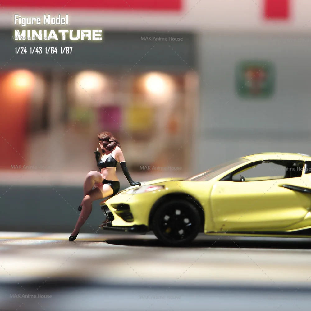미니어처 1/64 1/43 1/87 1/24 섹시한 큰 파도 자동차 미용 피규어 인형 도색되지 않은 모델 홈 인테리어 장면 자동차 장난감