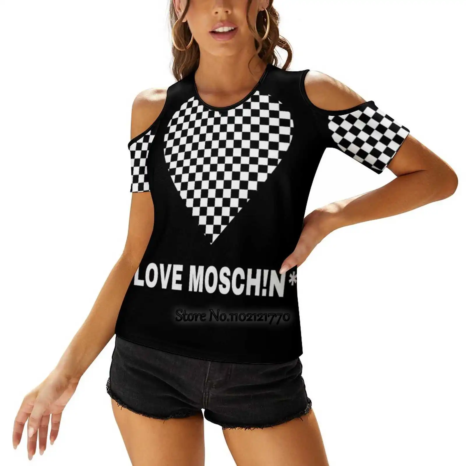 Love Mosch!N * Women'S T-Shirt Casual Short Sleeved Tops Tee Ladies Loose T Shirts Meme Love Racing Racing Flag Giorgio Y2K