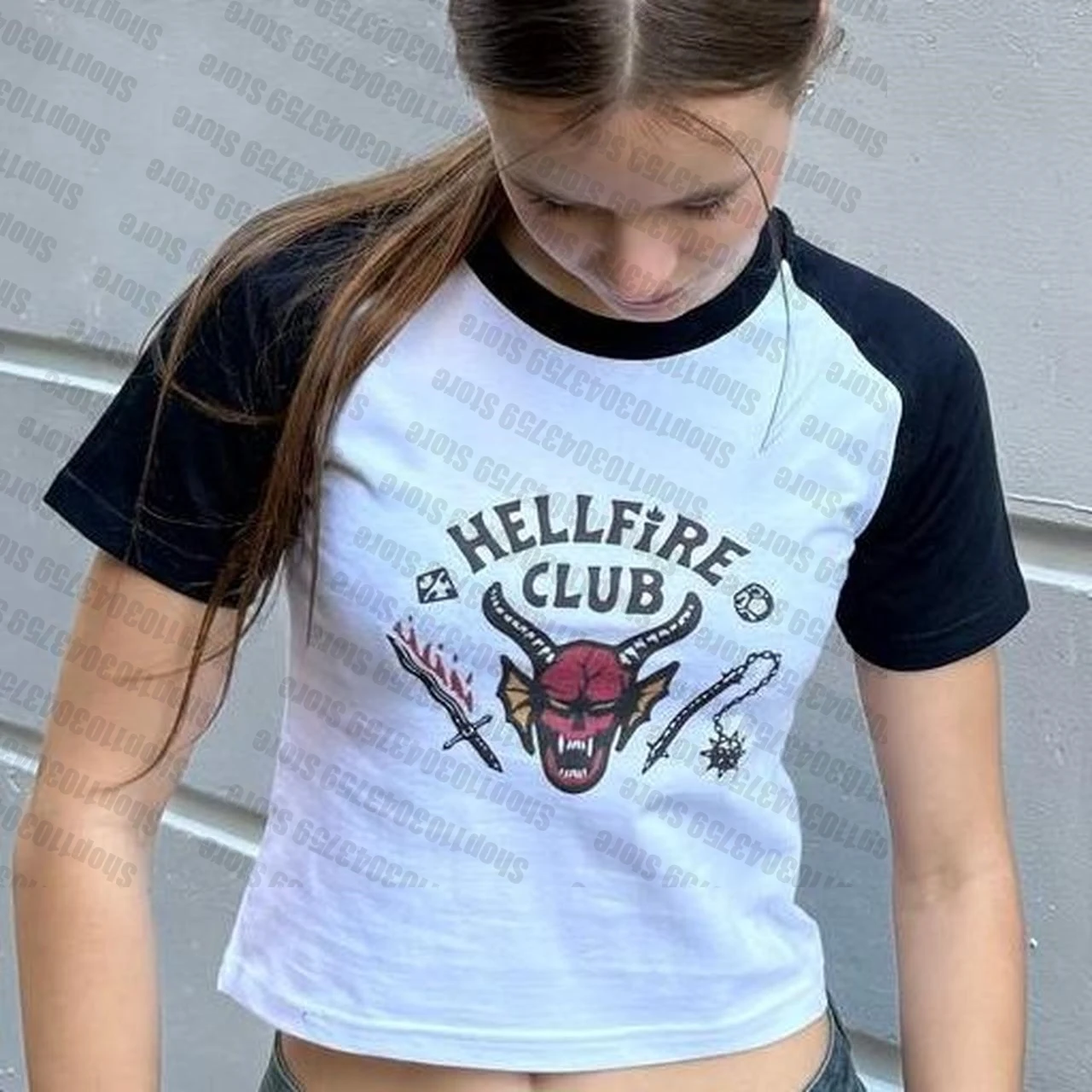 Short Sleeve Skinny Crop Top, Girl Short Top, Emo, Summer TeeVintage Women's Grunge T-Shirt, Y2k Clothing, Aesthetic Crop Top image 2