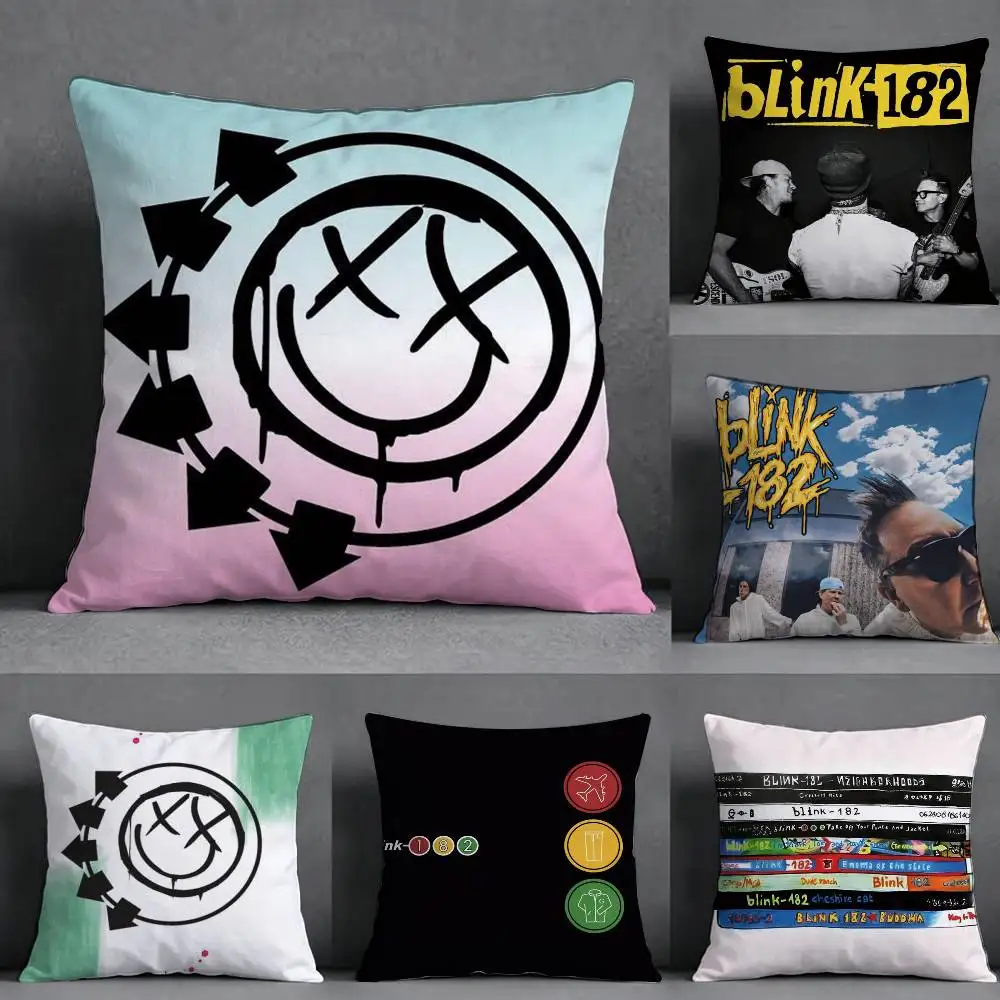Punk B-Blink-182 Band Pillow Case Square Double-Sided Sofa Cushion Cover Bedroom Bedside Pillow