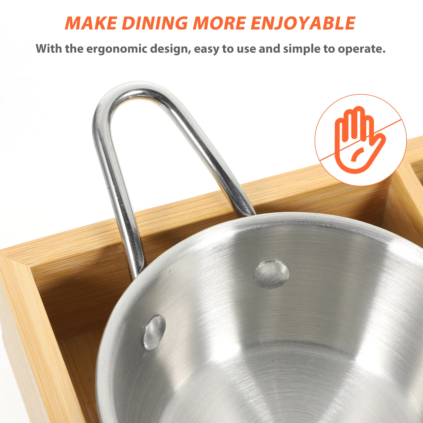 

1 комплект, креативный контейнер для хранения продуктов с 4 сетками, нержавеющая сталь и деревянная основа, идеально подходящий для домашнего отеля, ресторана, лотка для горячего горшка