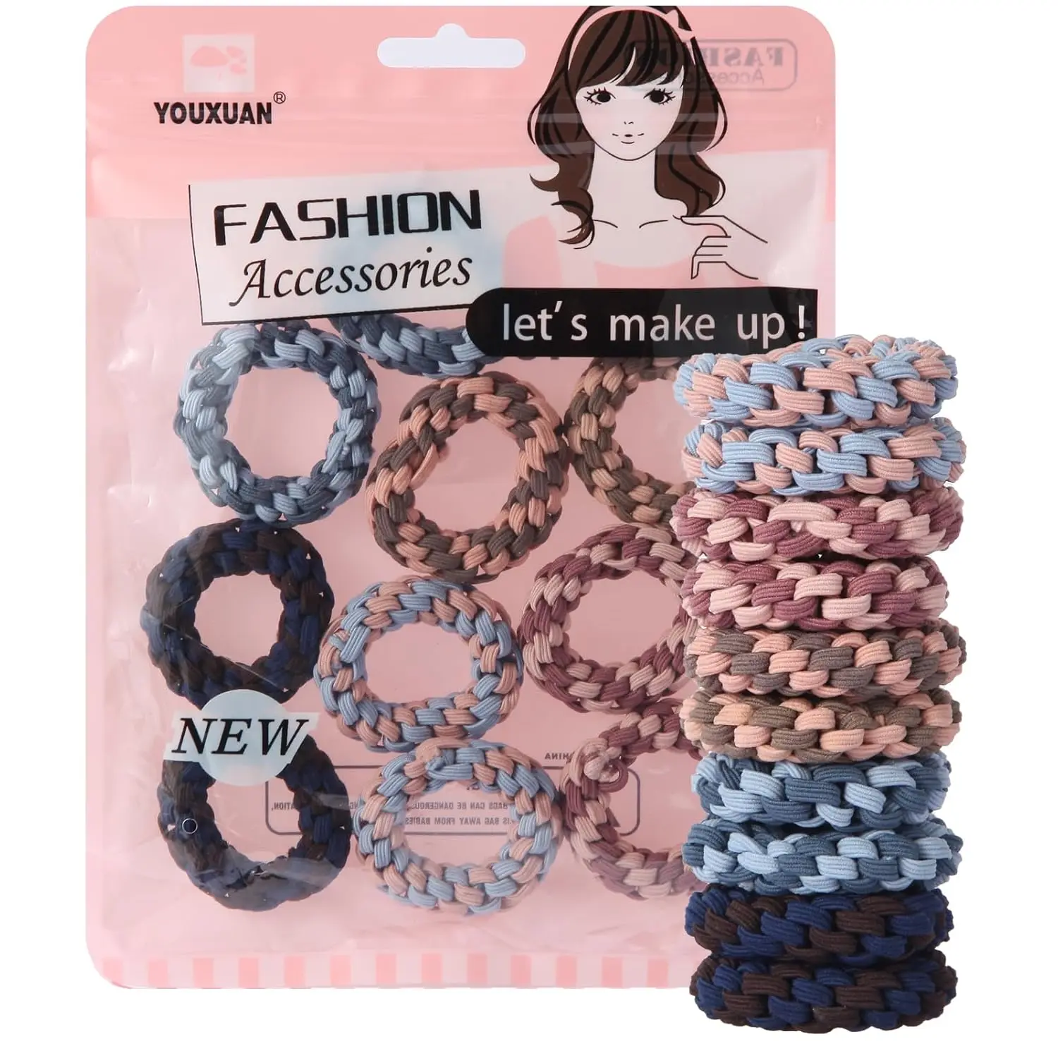 

10 Pack Elastic Hair Ties, Soft Stretchy Scrunchies for Women and Girls, Strong Durable Non-Damage Hair Rubber Bands