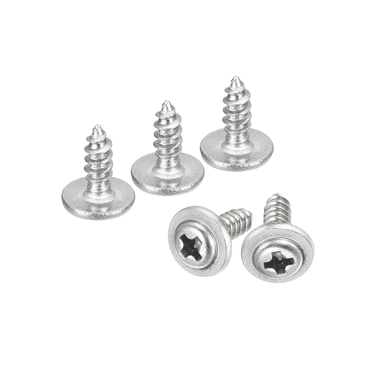 

50/100pcs ST2.3x6mm Phillips Pan Head Self-tapping Screw with Washer,304 Stainless Steel Wood Screw Full Thread (Silver)