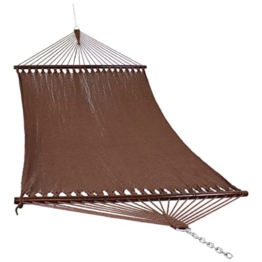 

Outdoor double hammock made of soft-spun polyester rope, mocha color, 600-lb capacity, extra-large size