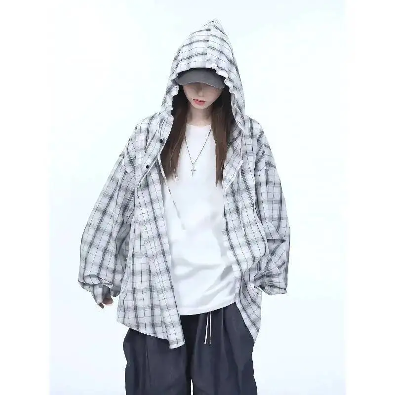 Man Women Shirts 2025 New Textured Plaid Physical Sun Protection Shirt Summer Thin Couples' Versatile Shirt  Men & Women