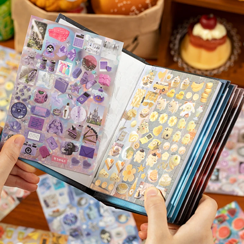 Mr. Paper 30pcs Korean kawaii flash sand PET cut film sticker book DIY student handbook material collage decorative stickers