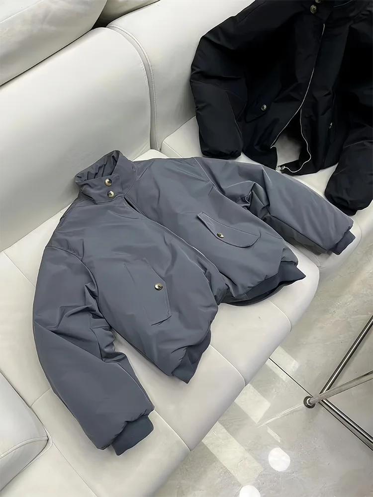 

Men's Bomber Pilot Jaet Cotton Workwear ort Thiened Winter Coat American Sle Harington Stand Fit Long Sve Zipper