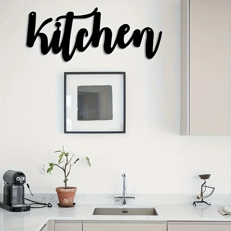 1pc Kitchen Art Letter Wall Sign, Metal Wall Art Ornament, Aesthetic Wall Decoration Retro Metal Hanging, Kitchen Coffee Sign