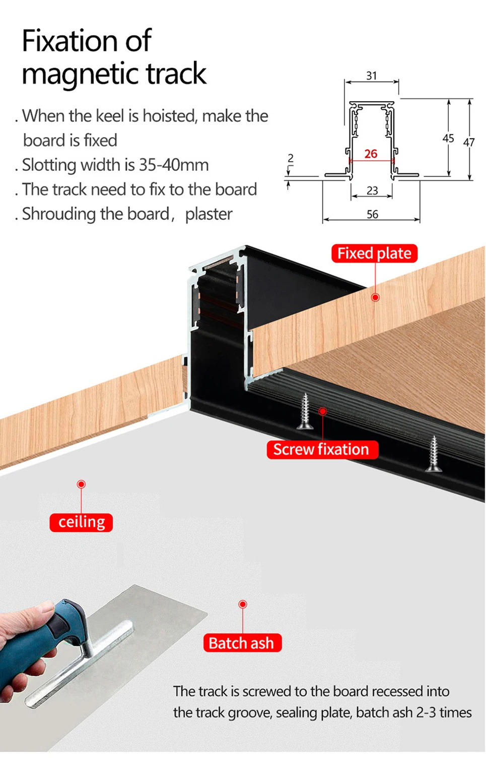 2m Magnetic Rail Linear Magnetic Track Lighting Accessories 2 Meters Ceiling Magnet Track Kits 48V Power Supply Corner Connector