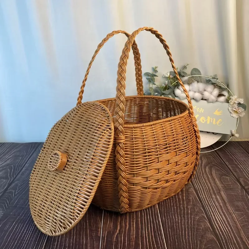 

Imitation Rattan Woven Vegetable Basket Carrying Picnic Basket Picking and Weaving Basket