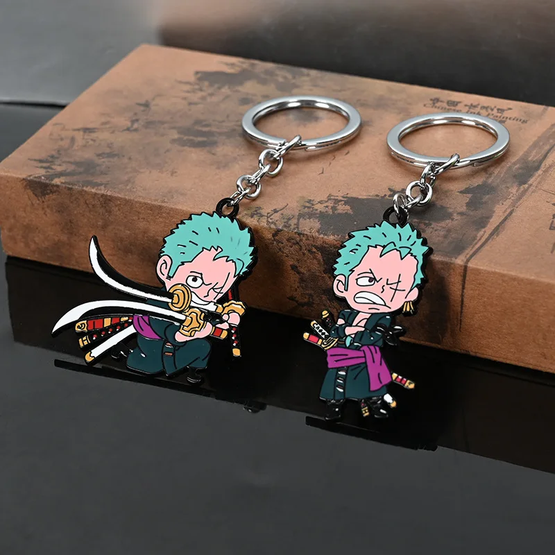 One Piece Cartoon Keychain Necklace Luffy Zoro Usopp Nami Skull Anime Action Figures Decorate Keychain Pendant Birthday Gifts