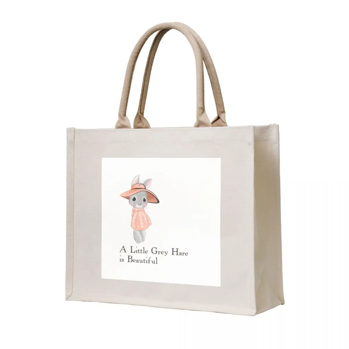 

A little grey hare is beautiful Tote Bag supermarket folding bag canvas shopping bag custom fabric shopping logo