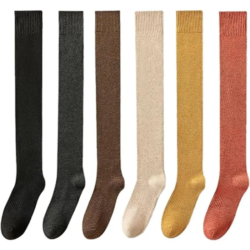 

Solid Color Women Thicken Calf Socking Winter Warm Long Socks Tube Thick High Tube Over Knee Knee-Length Hosiery Socks