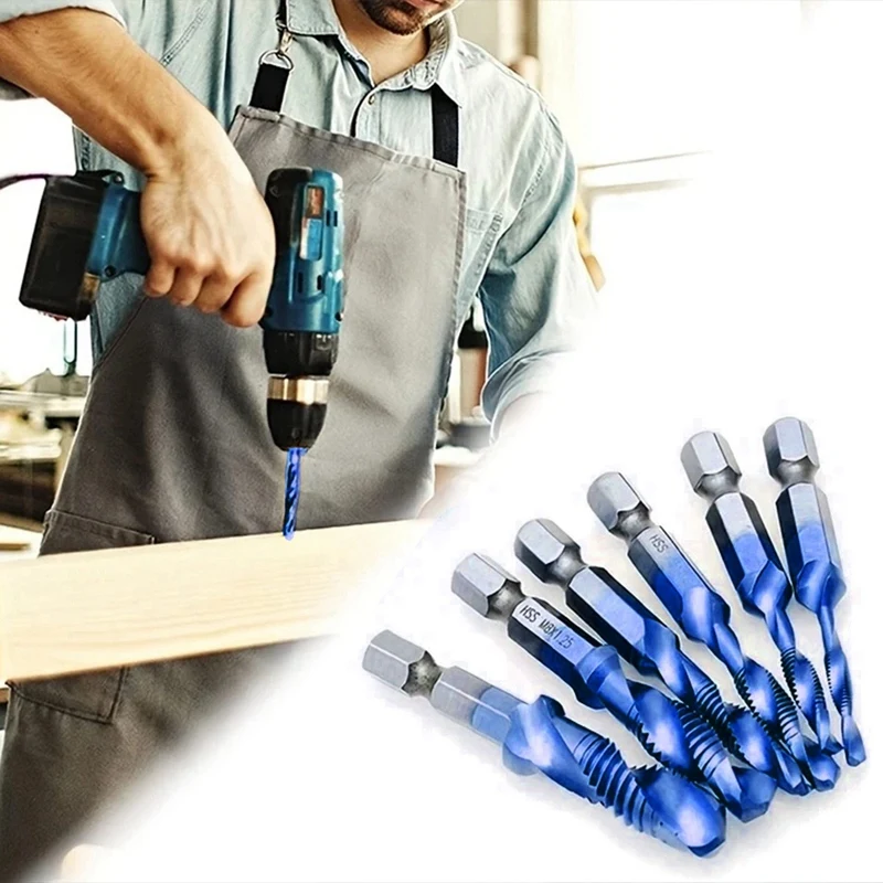 6 pz acciaio ad alta velocità 4341 titanio placcato rubinetto composito trapano e rubinetto macchina integrata rubinetto M3 M4 M5 M6 M8 M10