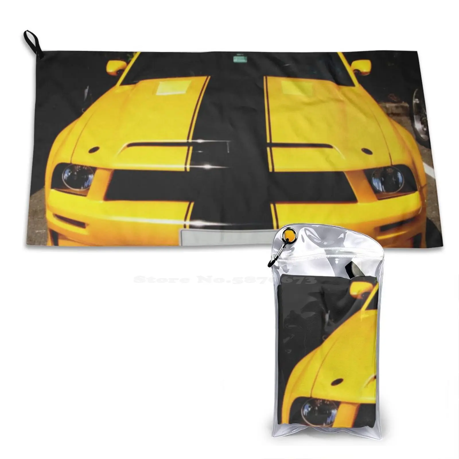 Stang Custom Soft Sport Towels Home Outdoor Shine Sun Yellow Car Show American Muscle Brands Hatch Perggals