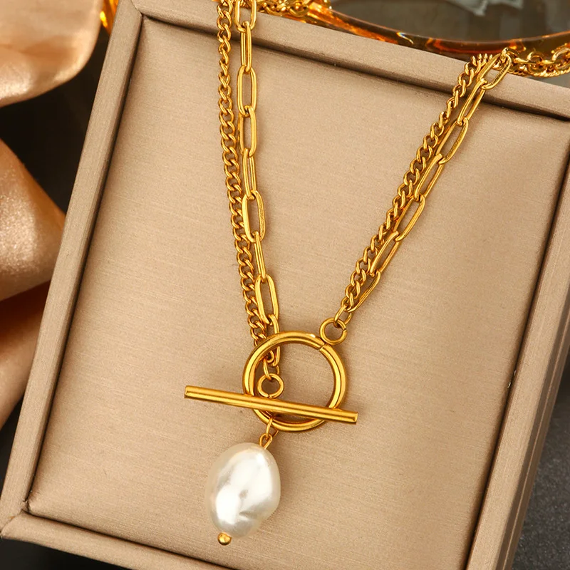 Trend Elegant Jewelry Wedding Big Pearl Pendant Chain Necklace For Women Fashion White Imitation Pearl Choker Necklace