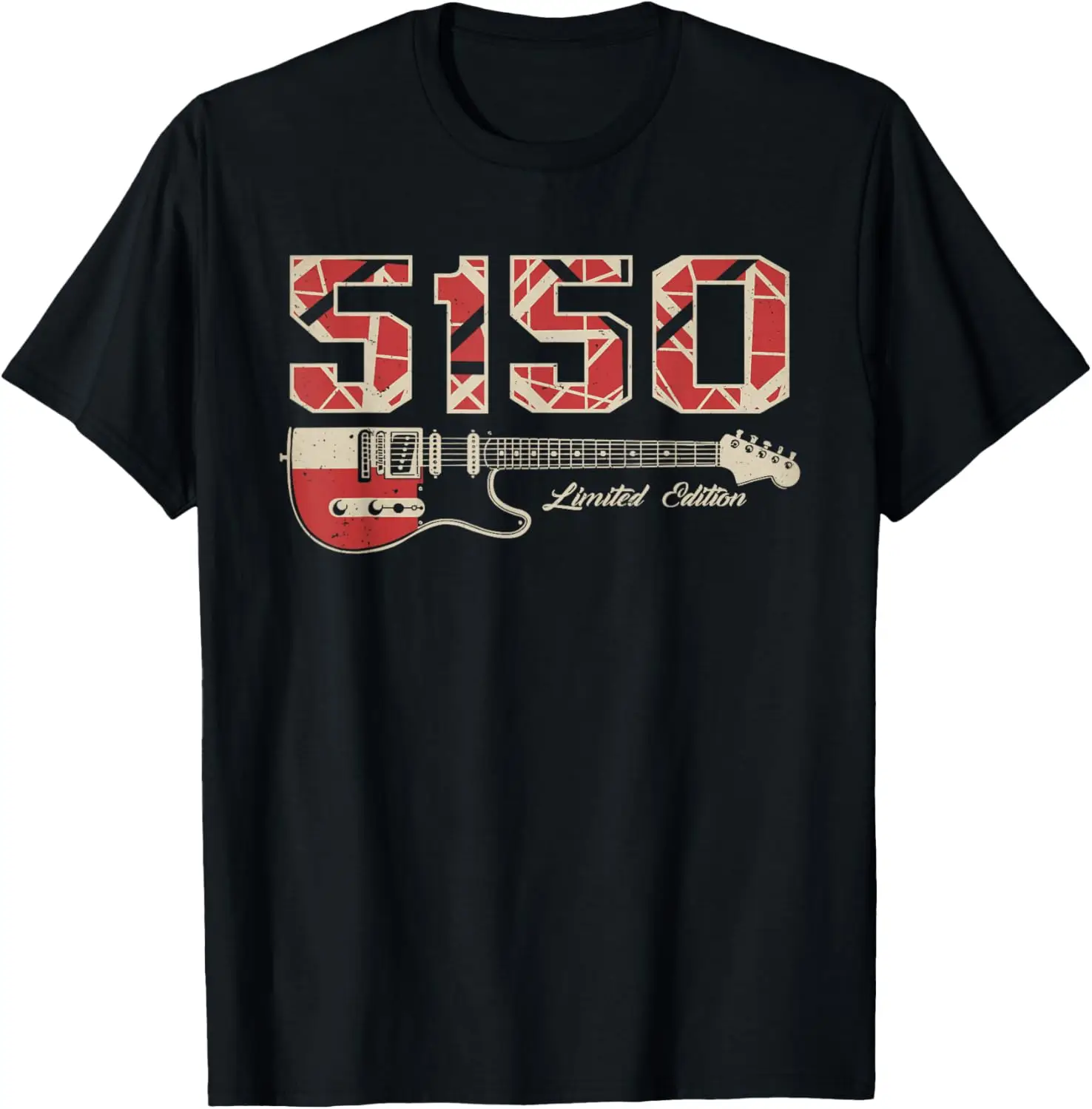 Vintage 5150 Classic Rock Music Guitar Limited Edition T-Shirt 100% Cotton Trendy Y2K Short-Sleeve Tee – Soft, Quick-Drying, &