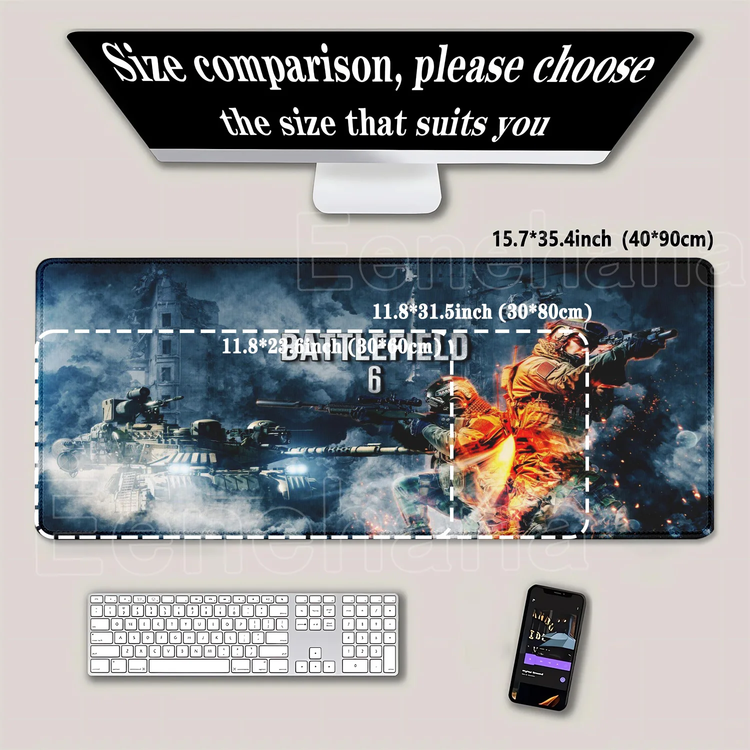 Gioco Battlefield 6 Tappetino per mouse Tastiera Grandi uffici Accessori Tappetino per mouse Lock Edge Stampa HD Gaming E-sport overlock Tappetino da scrivania