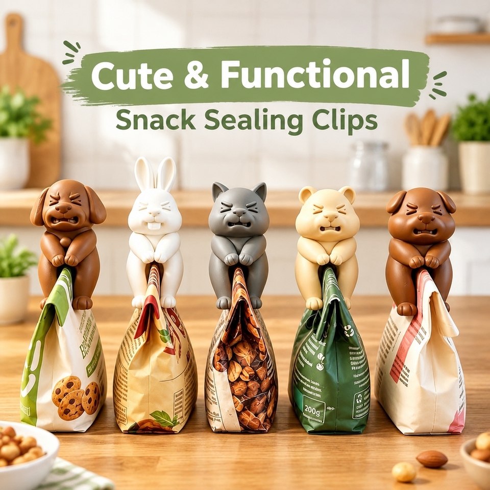  5pcs Creative 3D Animal Bag Clips Cute Dog Cat Rabbit Bear Food Sealing Clips Moisture Proof Freshness Keeping 