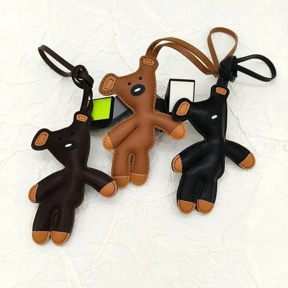 الدب الصغير المفاتيح بولي Leather الجلود الحيوانات كيرينغ معلقة حلية ظهره حقيبة يد سحر هدية للرجال النساء الكورية حقيبة سحر Y2k #2