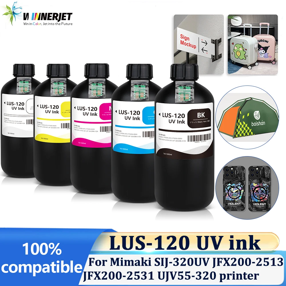 Winnerjet LUS-120 UV ink With one time use chip For Mimaki SIJ-320UV JFX200-2513 JFX200-2531 UJV55-320 UJF-3042Mk II EX printer