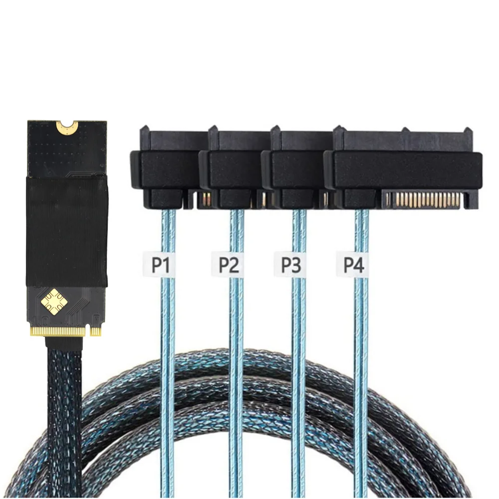 JavicTech  M.2 SFF-8643 to 4X SAS SFF-8482 2 in 1 NVME PCIe SSD Adapter & Cable for Mainboard Intel SSD 750 p3600 p3700