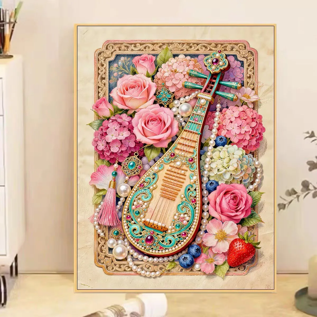 

9CT 14ct Flowers Printed Kits Cross Stitch Embroidery DIY Needlework Set Home Decor Crafts With Needles Threads 64 Colors