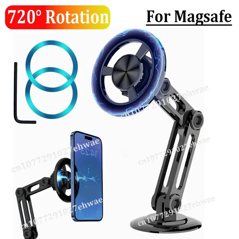 720 Rotate Metal Magnetic Car Phone Holder For Magsafe Foldable Phone Stand Air Vent Magnet Mount GPS Support For All phone