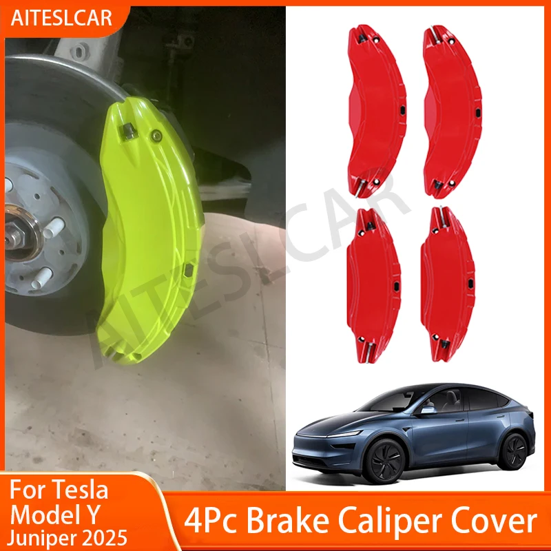 Brake Caliper Covers for Tesla Model Y Juniper 2025 2026 Accessories with Decals Set of 4 (Not Fit RWD Made in Berlin, Others Fi