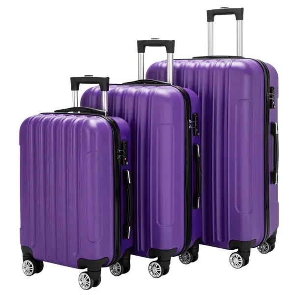 

3-in-1 Multifunctional Large Capacity Travel Storage Luggage Set Durable Rolling Suitcase in Purple