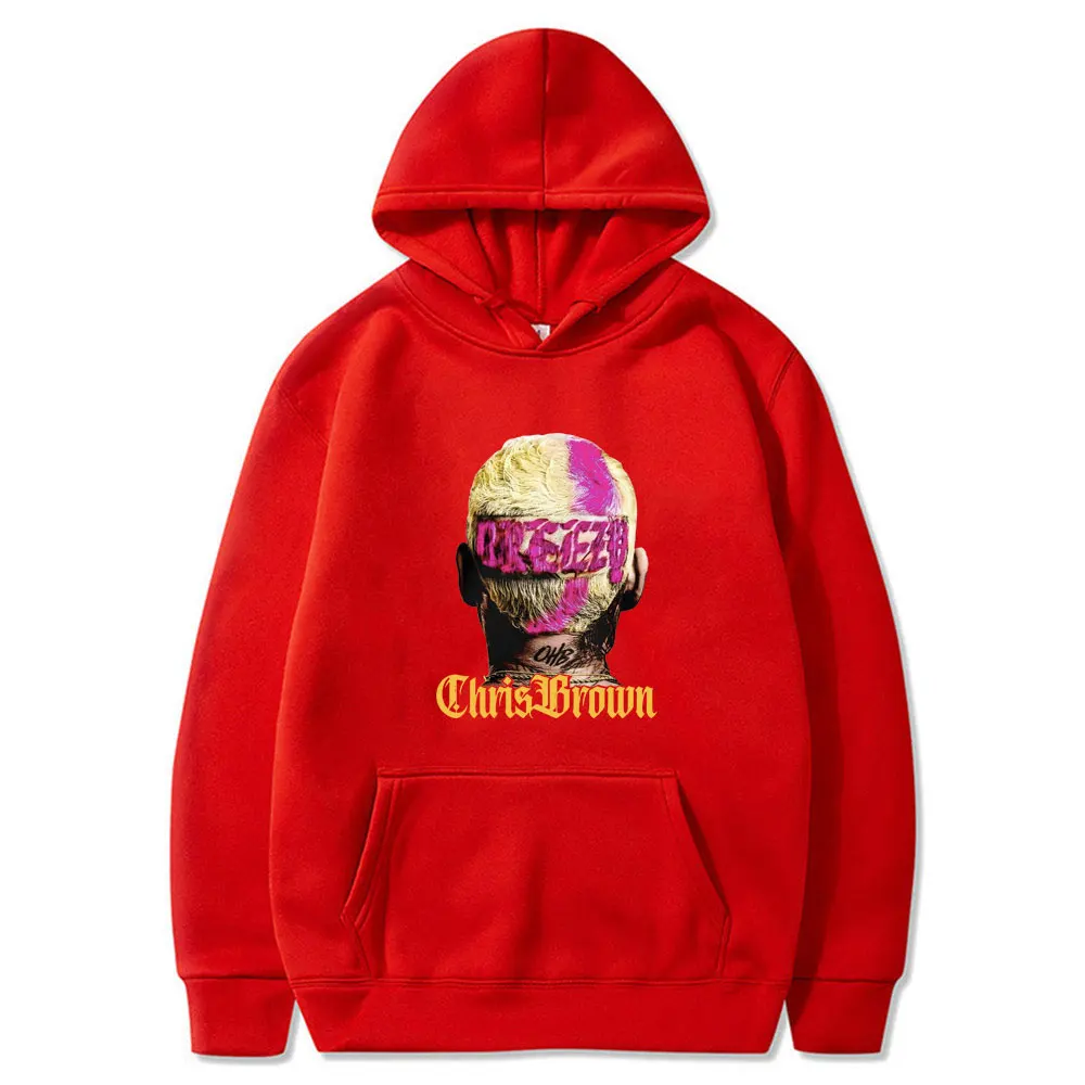 Rapper Chris Bruine Luchtige Print Hoodie Heren Hiphop Oversized Trui Hoodies Heren Casual Fleece Katoenen Trainingspak