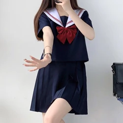 Uniforme d'écolière à deux lignes à col blanc pour femmes, vêtements de style japonais, olympiques de marin, jupe plissée, olympiques Anime COS, JK basique