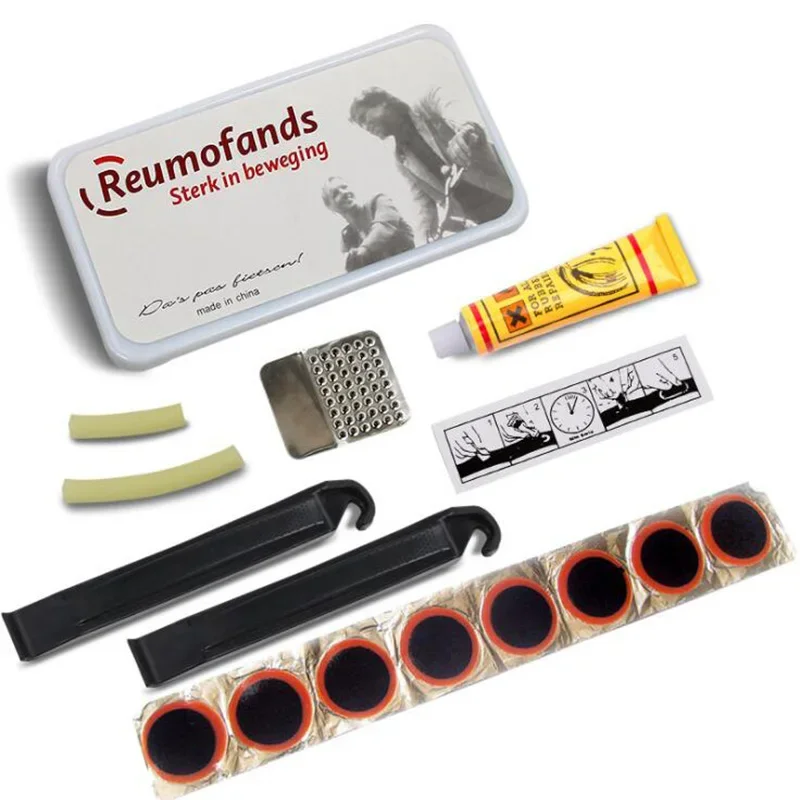 Brand New 7pcs/set, Bicycle Puncture Repair Kit Kit, Patch Rubber Portable Fetus Quality Film Crowbar Tyre Repair Kit