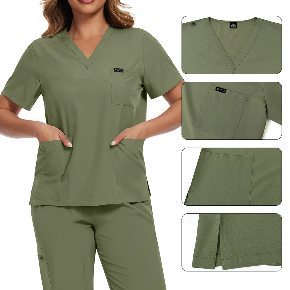 Venda quente esfrega ternos estiramento respirável médico jogger define mulheres enfermagem esfrega uniformes elastano hospital esfrega uniformes conjuntos